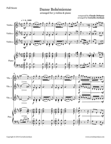 Danse Bohémienne, arranged for 3 violins & piano (arr. Cornelis Jordaan)