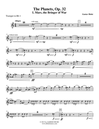 Holst The Planets, I. Mars, the Bringer of War - Trumpet in Bb 1 (Transposed Part), Op. 32 (arr. Doug Clyde)
