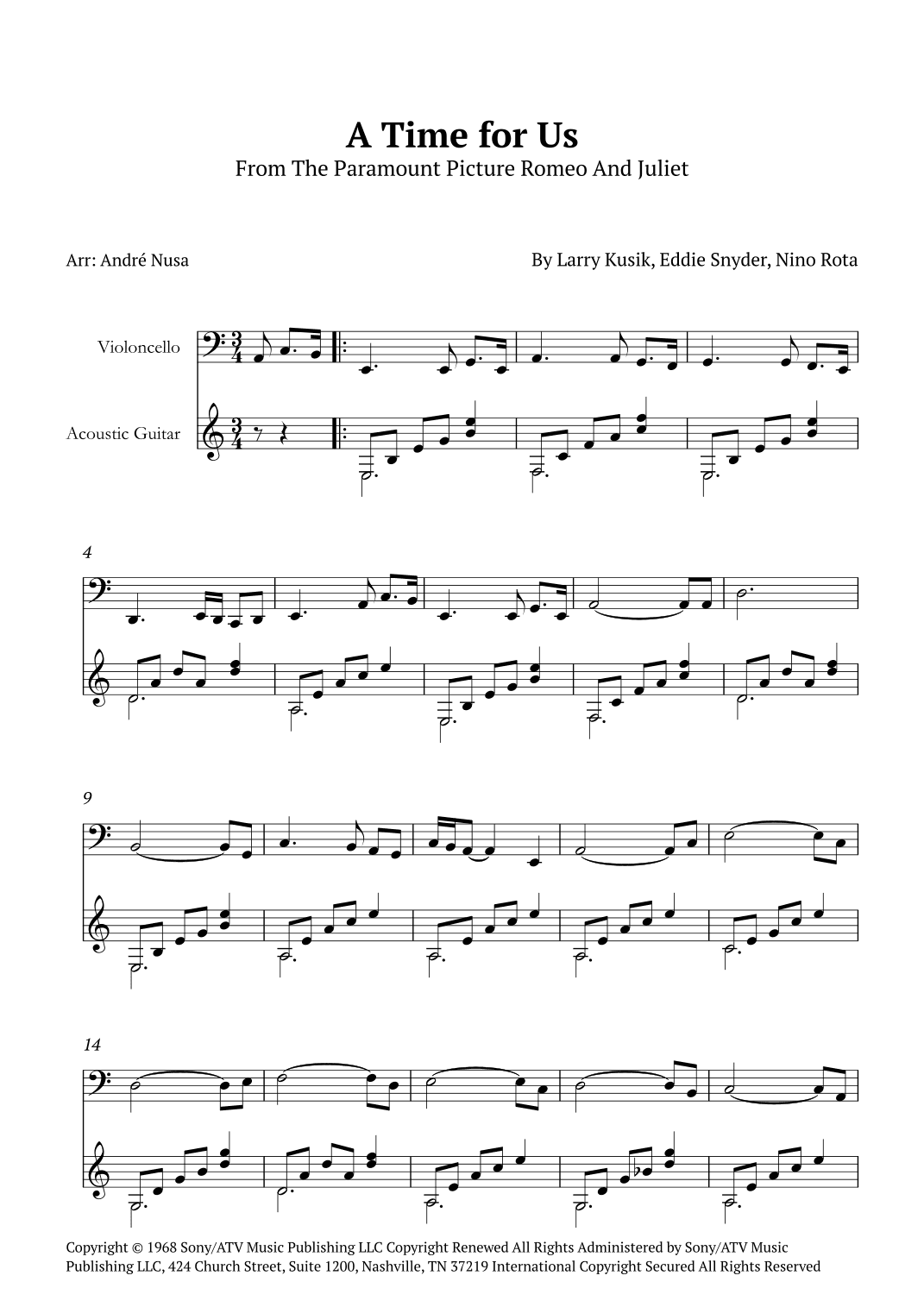 A Time For Us (love Theme) (arr. André Nusa)