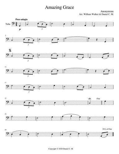 Amazing Grace for tuba and piano (easy) (arr. Daniel C. M.)