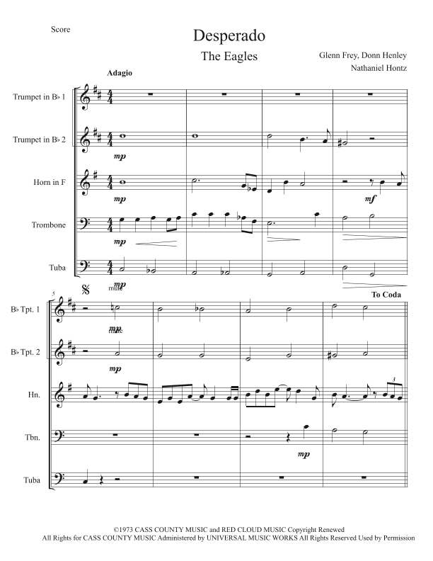 Desperado (arr. Nathaniel Hontz)
