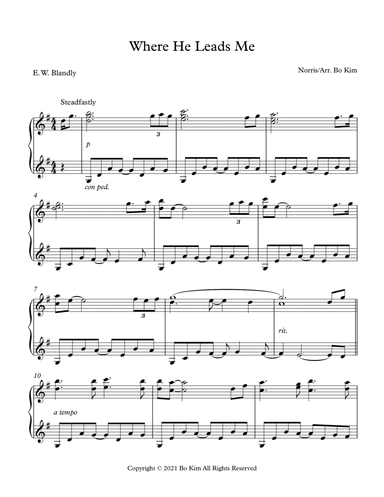 Where He Leads Me (I Can Hear My Savior Calling) (arr. Bo Kim)