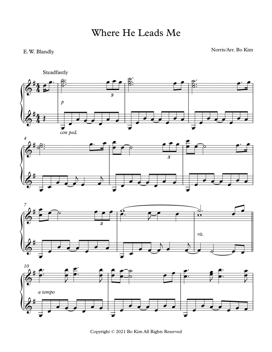 Where He Leads Me (I Can Hear My Savior Calling) (arr. Bo Kim)