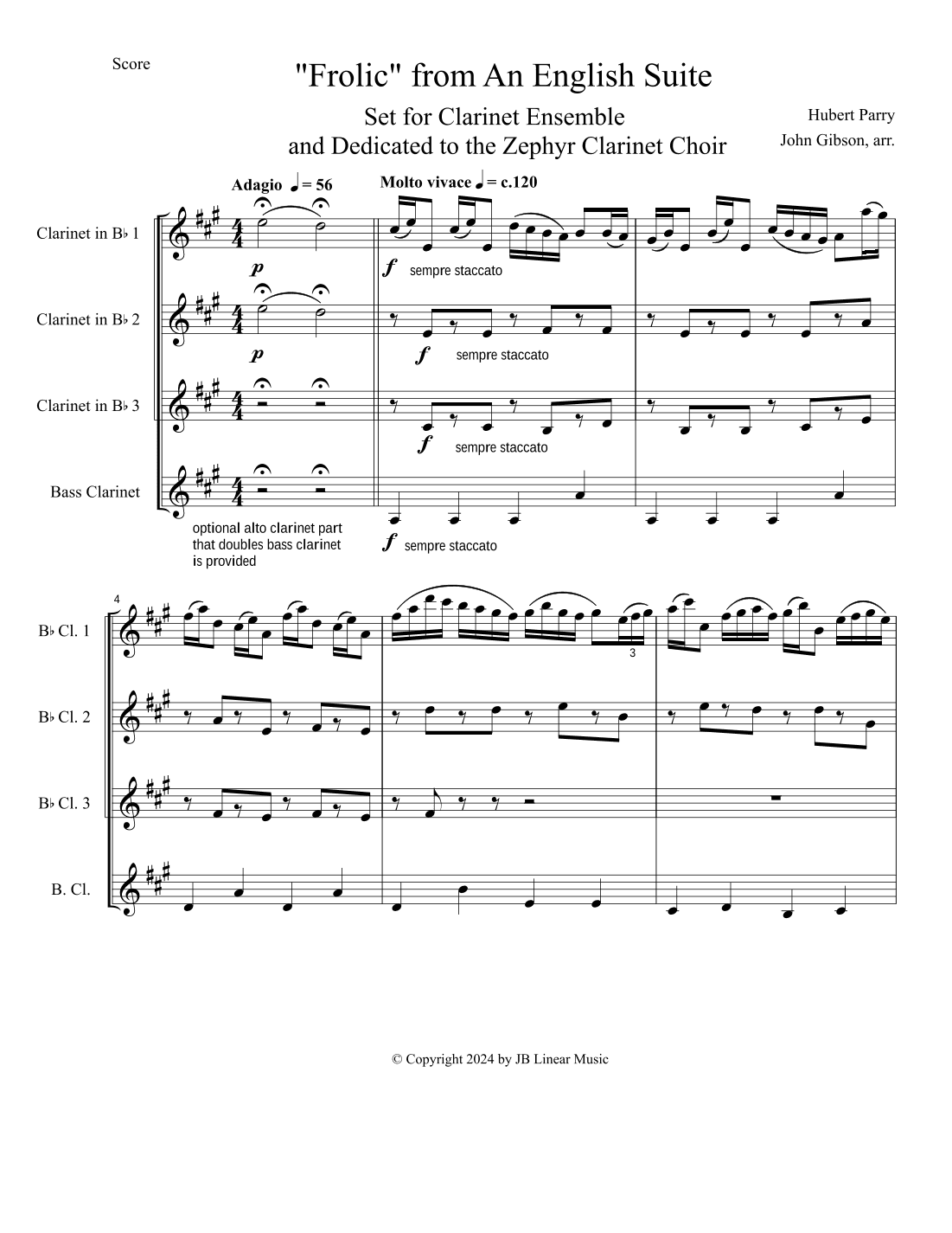 Hubert Parry "Frolic" from "An English Suite" - (Lady Radner's Suite) (arr. John Gibson)