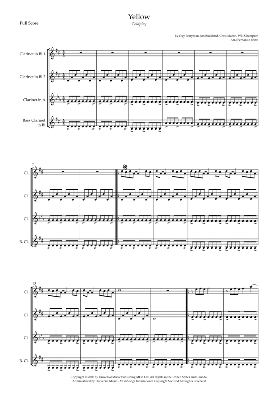 Yellow (arr. Fernando Britto)