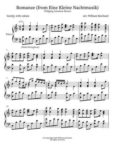 Romanze (from Eine Kleine Nachtmusik) (arr. William Haviland)