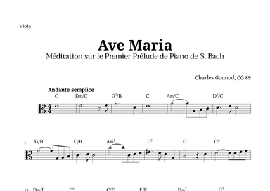 Ave Maria by Gounod for Viola with Chords (arr. Langanho)