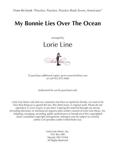 My Bonnie Lies Over The Ocean (arr. Lorie Line)