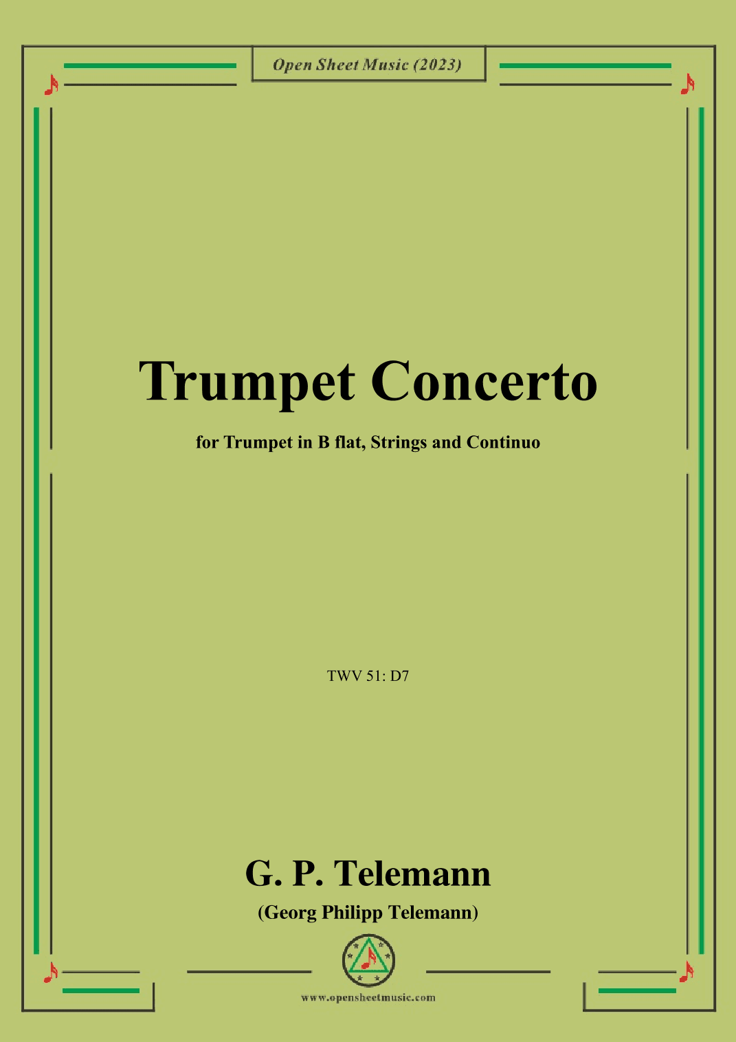 G. P. Telemann-Trumpet Concerto,TWV 51 D7 (arr. OSM Press)