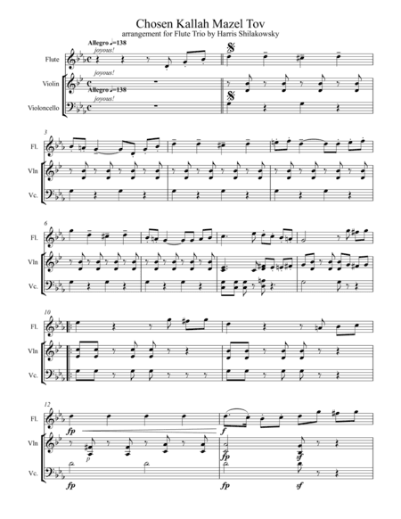 Chosen Kallah Mazel Tov Flute Trio Arrangement (arr. Harris Shilakowsky)