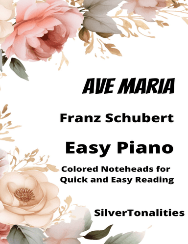Ave Maria Easy Piano Sheet Music with Colored Notation (arr. SilverTonalities)
