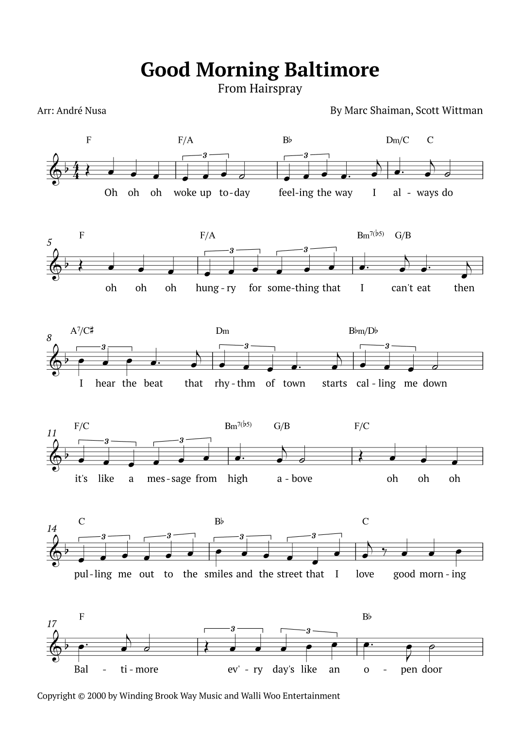 Good Morning Baltimore (arr. André Nusa)