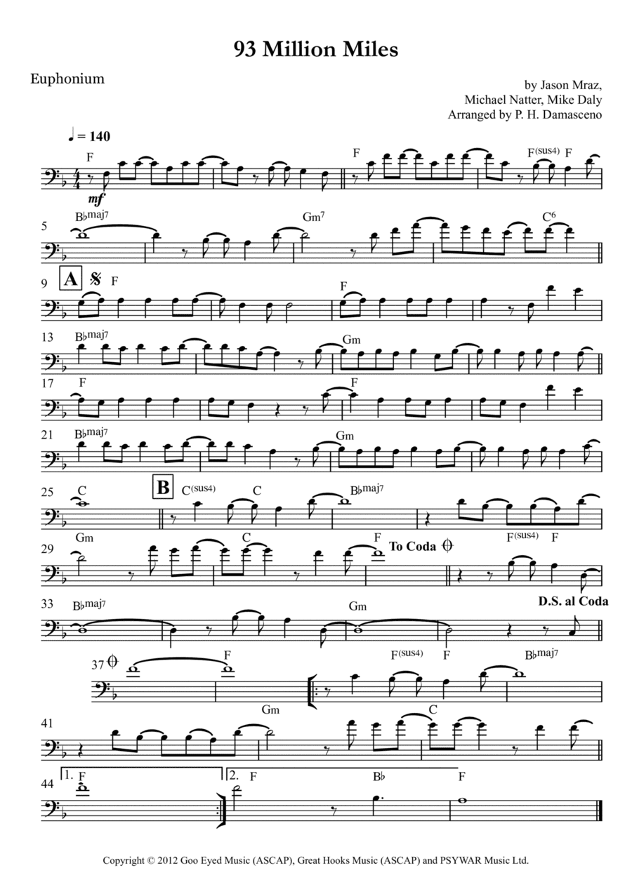 93 Million Miles (arr. P.H. Damasceno)