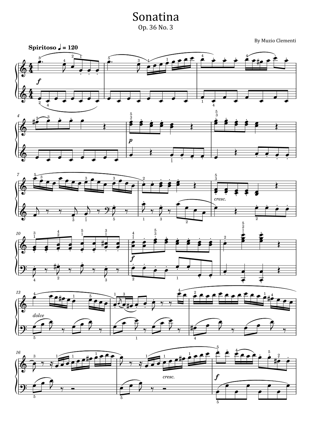 Clementi - Sonatina No. 3, Op.36 - Original With Fingered (arr. poon)