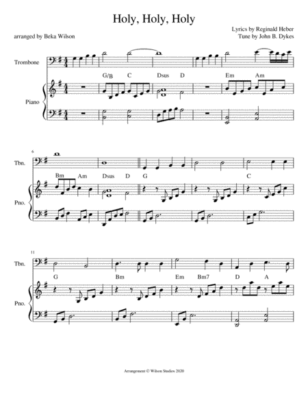 Holy, Holy, Holy--trombone solo (arr. Beka Wilson)