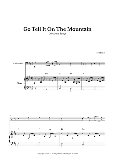 Go Tell It On The Mountain for Easy Cello and Piano (arr. Marcos Soares)