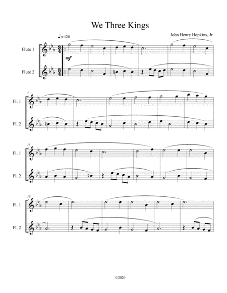 We Three Kings (flute duet) (arr. B C Dockery)