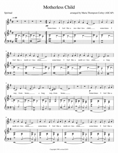 Sometimes I Feel Like a Motherless Child (with Swing Low, Sweet Chariot)--low key (arr. Maria Thompson Corley)