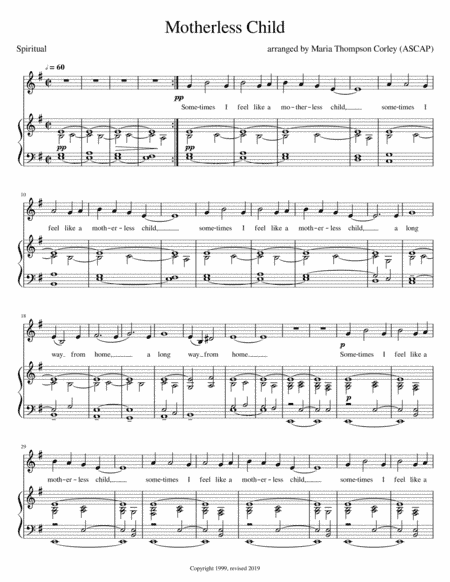Sometimes I Feel Like a Motherless Child (with Swing Low, Sweet Chariot)--low key (arr. Maria Thompson Corley)