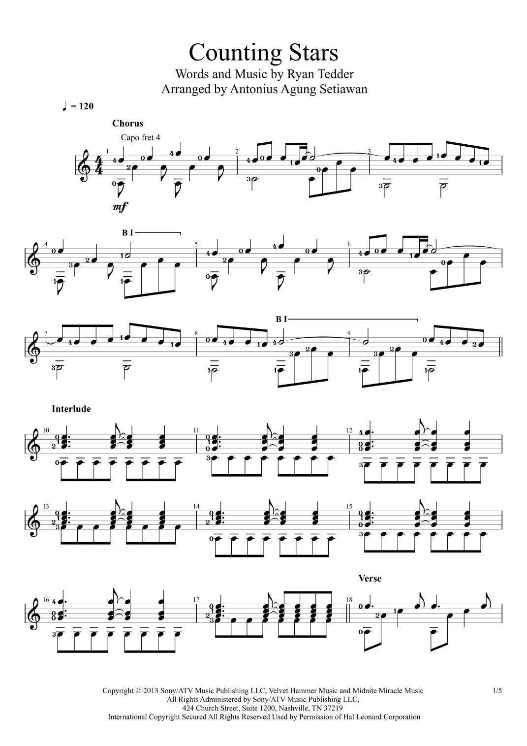 Counting Stars (arr. Antonius Agung Setiawan)