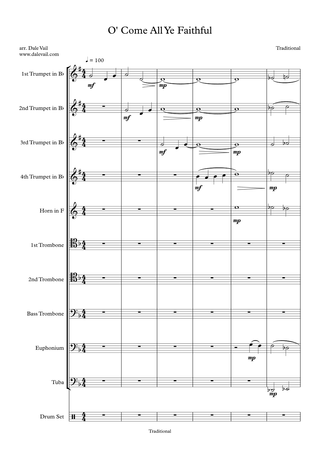 O Come All Ye Faithful - New Orleans style for Brass Ensemble (arr. Dale Vail)