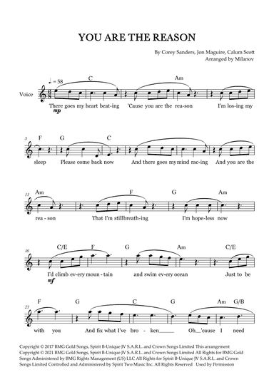 You Are The Reason (arr. Milanov)