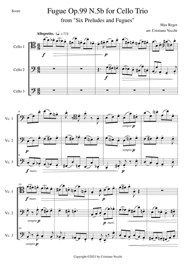 Fugue Op.99 N.5b for Cello Trio (arr. Cristiano Vecchi)