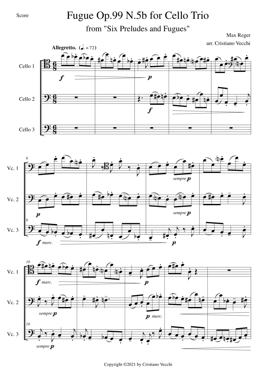Fugue Op.99 N.5b for Cello Trio (arr. Cristiano Vecchi)