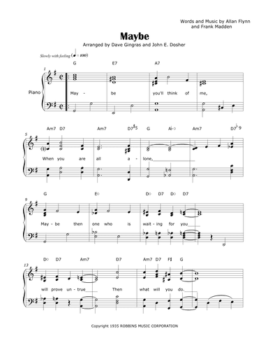 Maybe (arr. Dave Gingras and John E. Dosher)