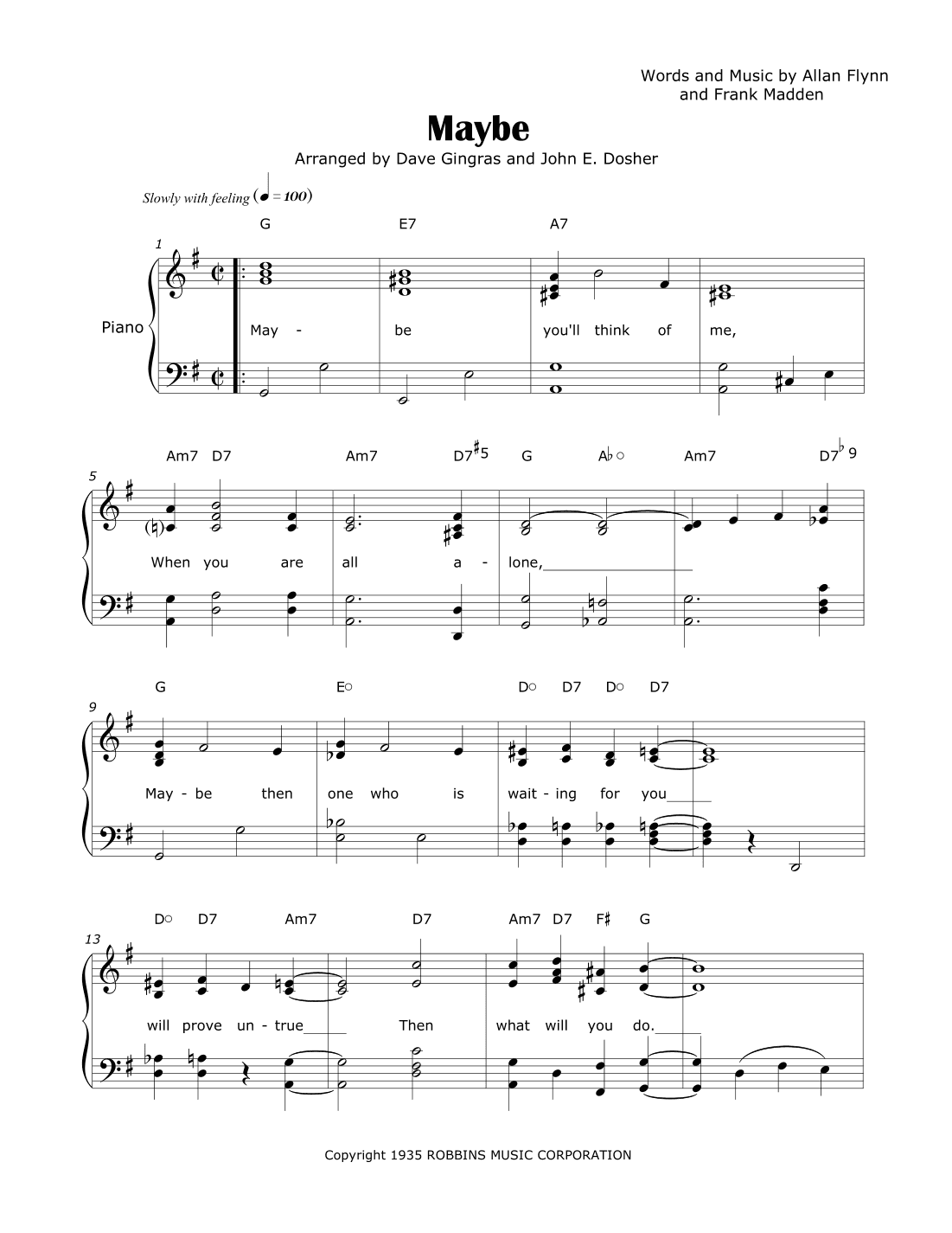 Maybe (arr. Dave Gingras and John E. Dosher)