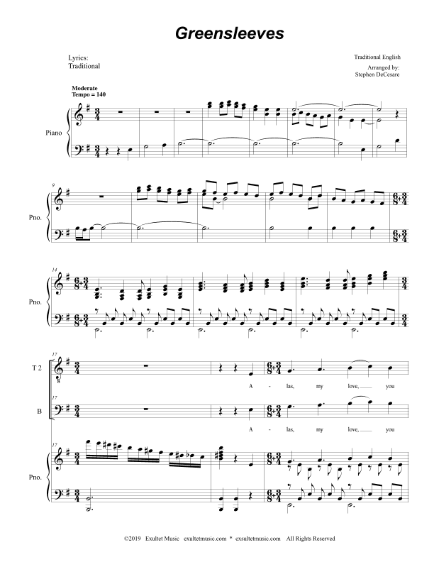 Greensleeves (TTB) (arr. Stephen DeCesare)
