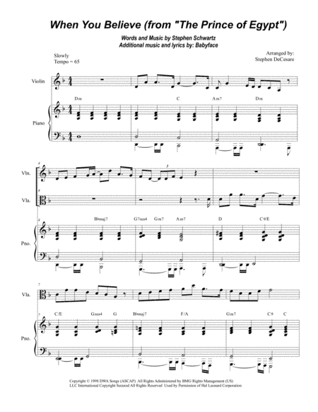 When You Believe (From The Prince Of Egypt) (arr. Stephen DeCesare)