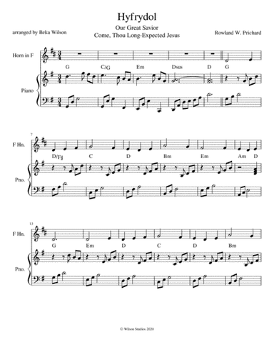 Come Thou Long-Expected Jesus--F horn solo (arr. Beka Wilson)