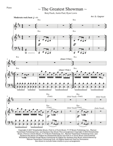 The Greatest Show - Score Only (arr. D.Gagnon)