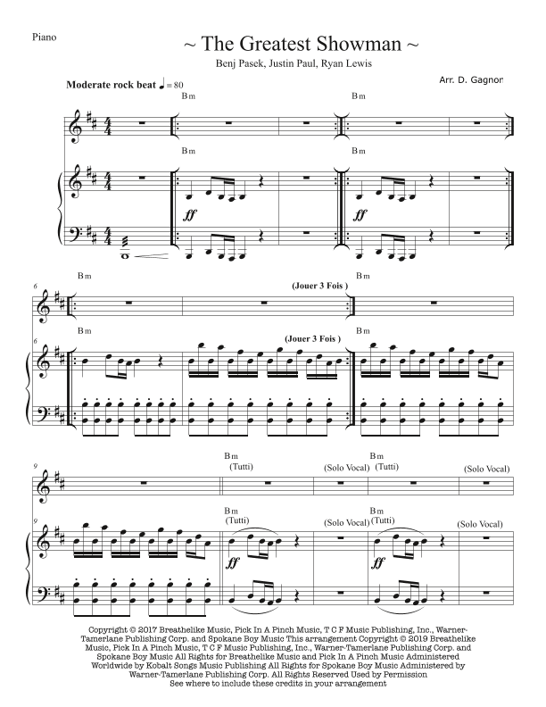 The Greatest Show - Score Only (arr. D.Gagnon)