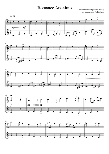 Romance Anonimo (arr. Jo Fulham)