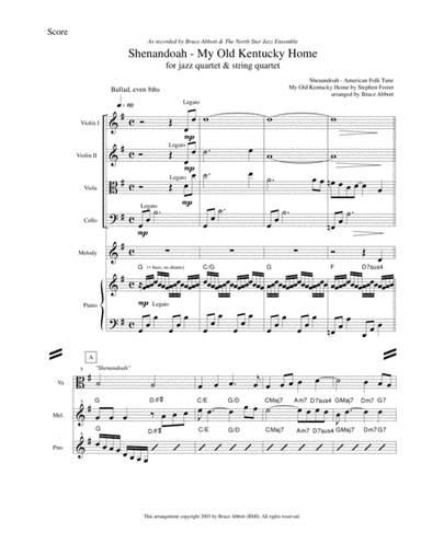 Shenandoah - My Old Kentucky Home (for jazz combo and strings) (arr. Bruce Abbott)