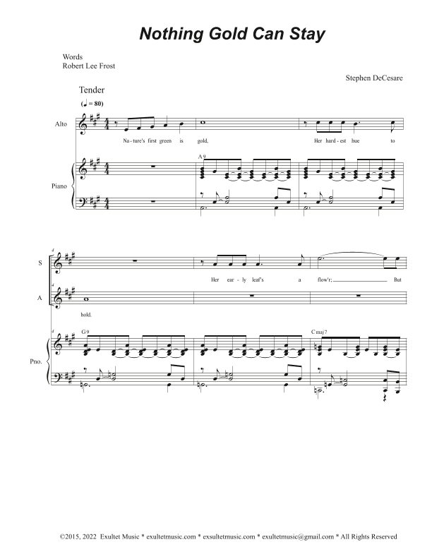 Nothing Gold Can Stay (2-part choir - (SA)