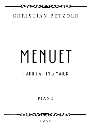 Petzold - Menuet in G Major (BWV 114) - Easy (arr. Piacere Music Sheets)