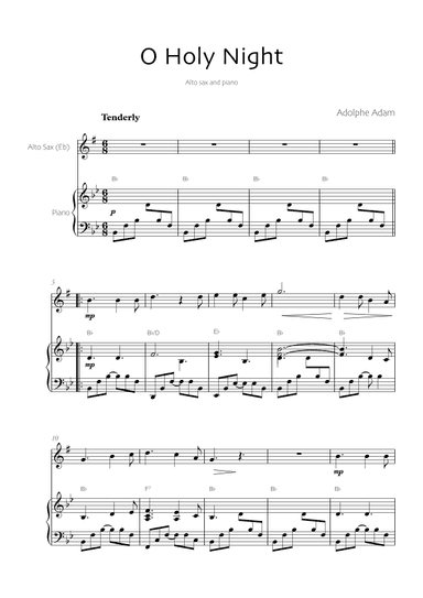 O Holy Night - alto sax (Eb) and piano (arr. Robin Hood Editions)