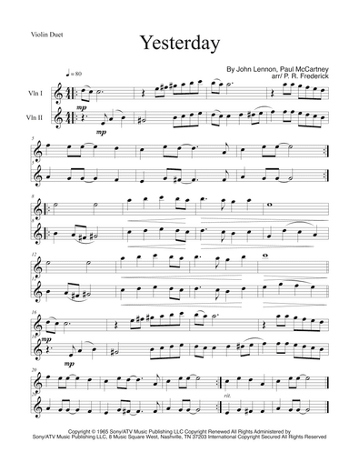 Yesterday (arr. P. R. Frederick)