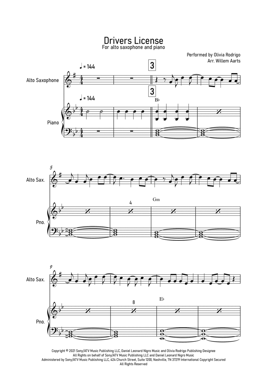 Drivers License (arr. Willem Aarts)