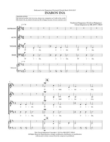 Inaron Ina (arr. Joy T. Nilo)