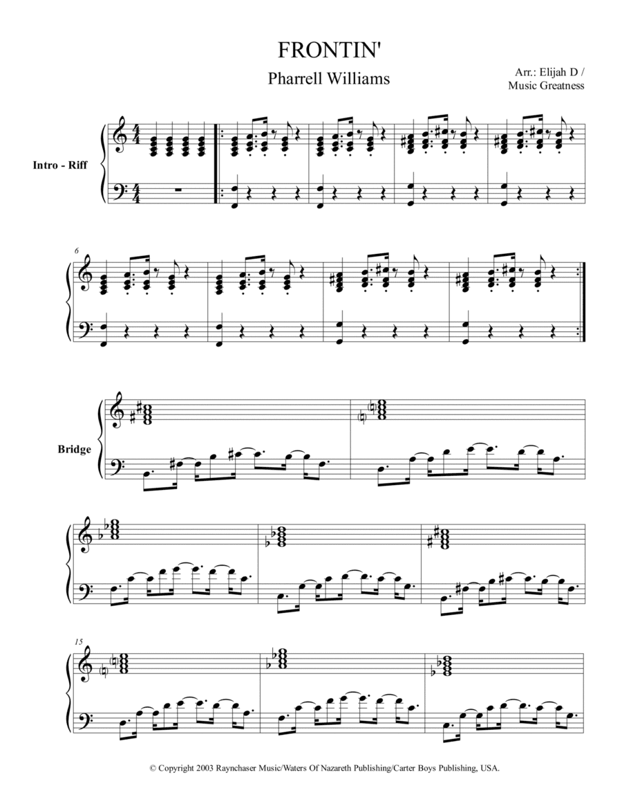 Frontin' (arr. Music Greatness)