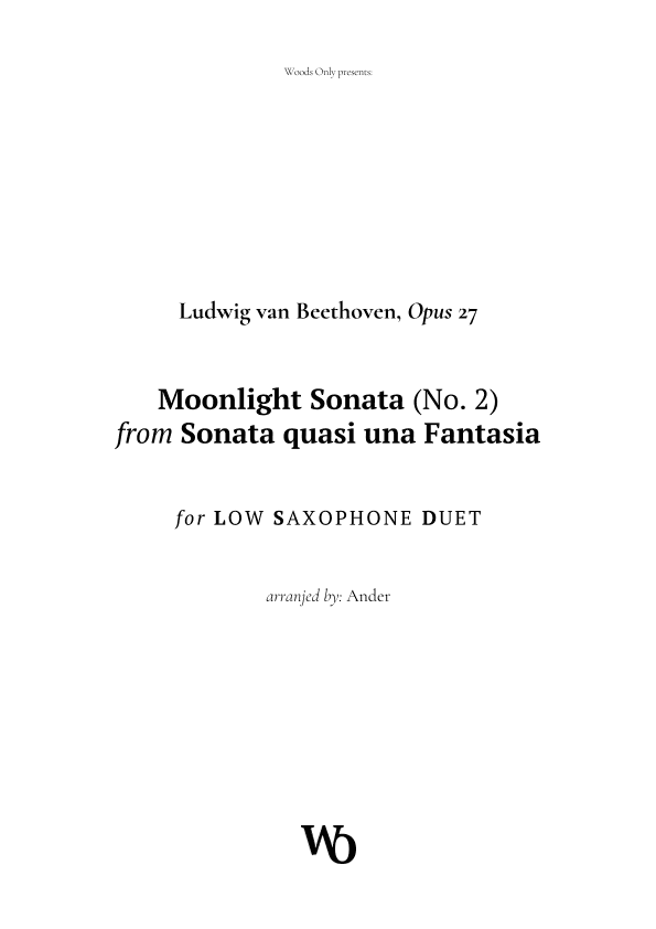 Moonlight Sonata by Beethoven for Low Saxophone Duet (arr. Ander)