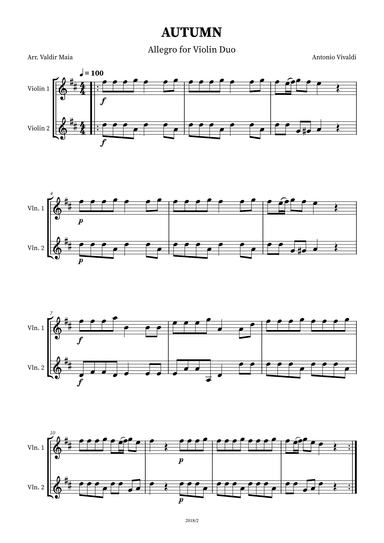 Autumn - The Four Seasons for Violin Duo (arr. Valdir Maia)