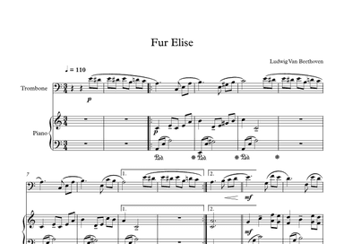 Fur Elise - Ludwig Van Beethoven (Trombone + Piano) (arr. Digital Book Music)