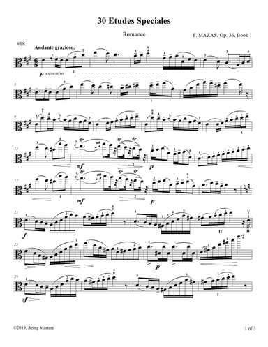 Mazas, Etudes for Viola Op 36, Book 1, No.18 (arr. String Masters)