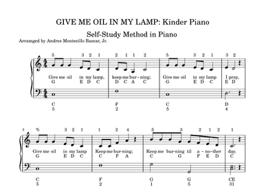 Give Me Oil In My Lamp: Kinder (arr. Andres Montecillo Bascar, Jr.)