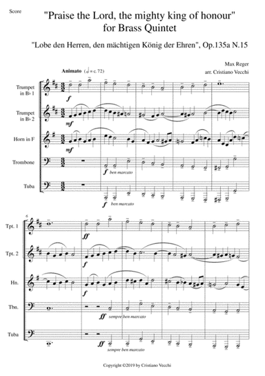 "Praise the Lord, the mighty king of honour" for Brass Quintet (arr. Cristiano Vecchi)